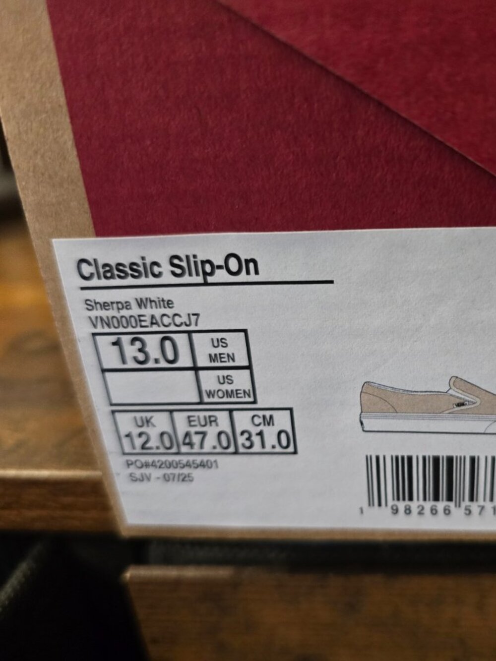 Vans Slip-On File Fleece Sneakers Skate Shoes Sherpa White VN000EACCJ7 US 13 - Picture 10 of 14